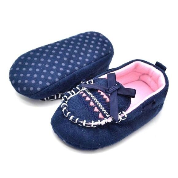NEW Baby Moccasin Slippers in Navy Blue - Picture 2 of 6